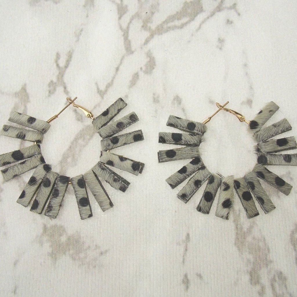 Myra Bag Dotted Hoop Earrings Genuine Leather Handcrafted Boho Dangle Xmas Gift 22$